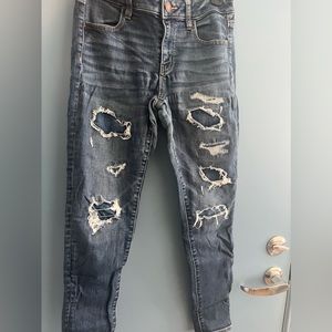 AE destroyed jeans. Fairly worn, like new condition. *wrinkled bc folded up*